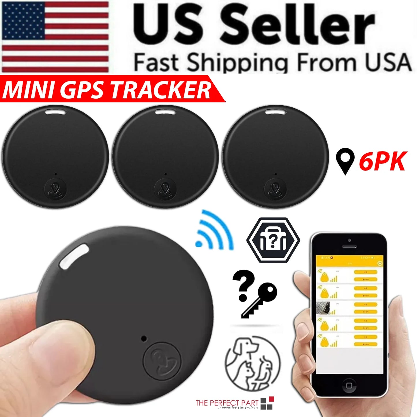 Bluetooth Mini Key Finder Tracker Tag with App Control - Compact Item Locator for Keys Wallets Bags and Pets with Separation Alerts and Two-Way Find