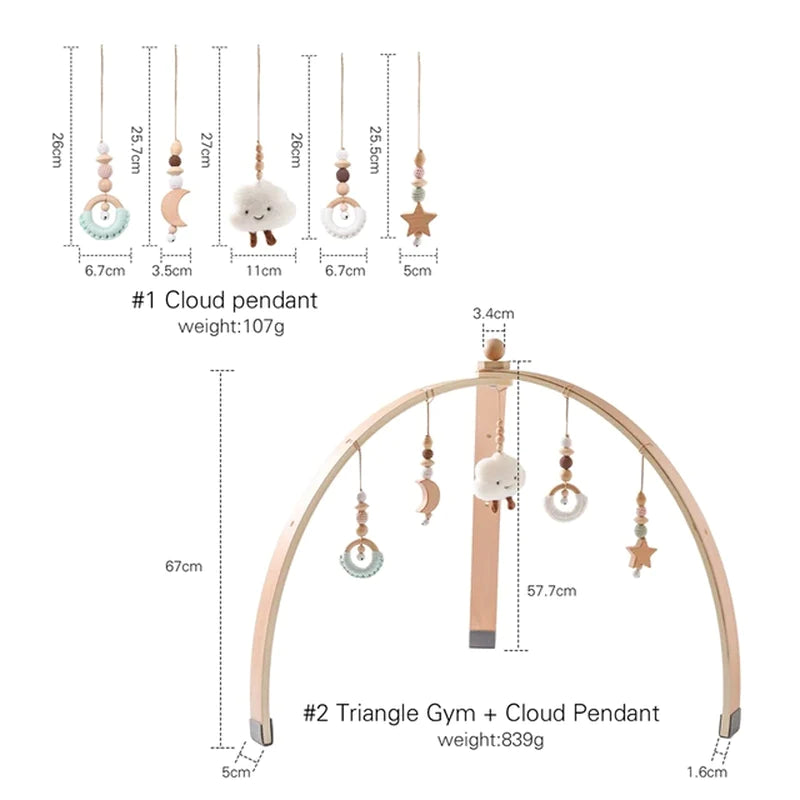Deluxe Wooden Baby Play Gym Set with Rattle Toys - Perfect for Newborns and Nursery Decor