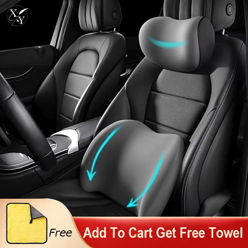 Ergonomic Lumbar Support Cushion - Memory Foam Back Pain Relief for Office Chair, Car & Desk Workers