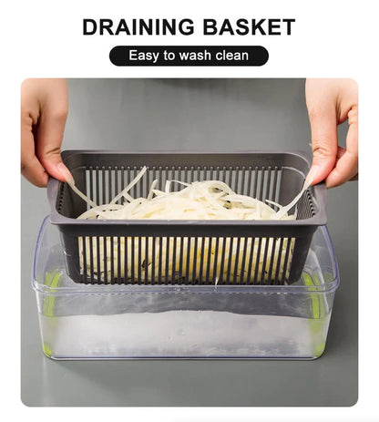 14-In-1 Vegetable Chopper Dicer Slicer - Multi-Function Kitchen Food Cutter with Stainless Steel Blades Drain Basket and Container for Onion Fruit and Veggie Preparation (Gray and Green)