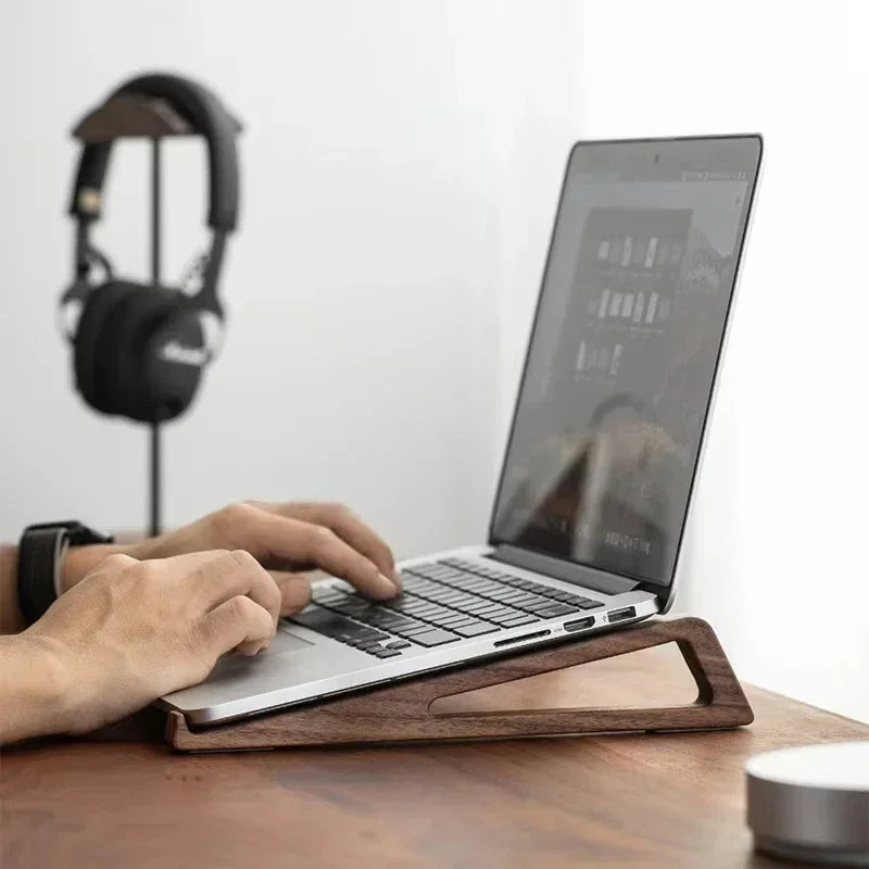 Ergonomic Bamboo Vertical Laptop Stand - Stylish Wooden Holder for MacBook, Dell, HP & More - Space-Saving Desktop Organizer for 10-17 Inch Laptops & Tablets