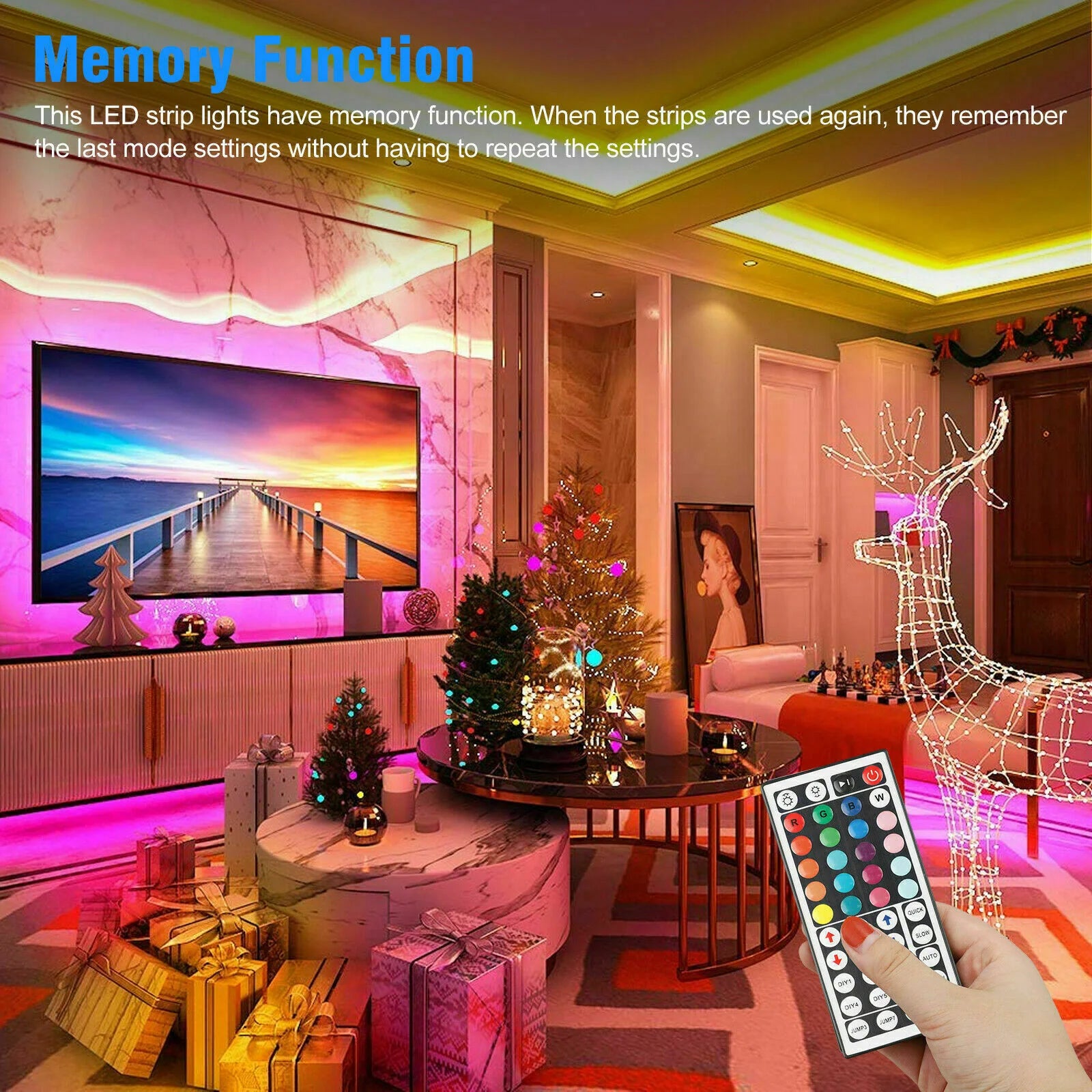 Vibrant 32FT RGB LED Strip Lights with 44-Key Remote - Waterproof & Flexible for Indoor/Outdoor Ambiance