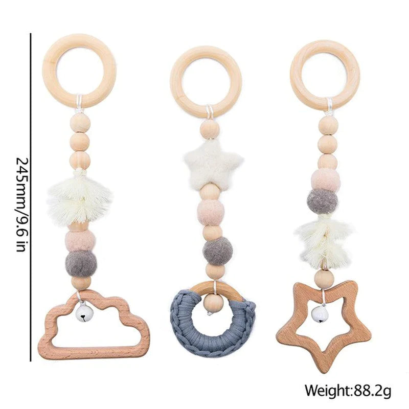 Deluxe Wooden Baby Play Gym Set with Rattle Toys - Perfect for Newborns and Nursery Decor