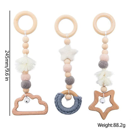 Deluxe Wooden Baby Play Gym Set with Rattle Toys - Perfect for Newborns and Nursery Decor