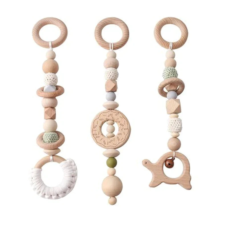 Deluxe Wooden Baby Play Gym Set with Rattle Toys - Perfect for Newborns and Nursery Decor