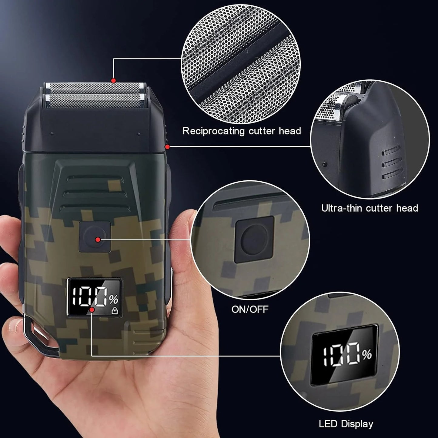 Ultimate Men's USB Rechargeable Electric Shaver - Dual Foil Blades, LED Display, IPX6 Waterproof, Perfect for Wet/Dry Use & Travel Lock