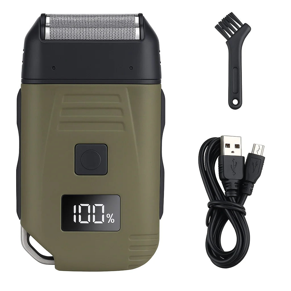 Ultimate Men's USB Rechargeable Electric Shaver - Dual Foil Blades, LED Display, IPX6 Waterproof, Perfect for Wet/Dry Use & Travel Lock