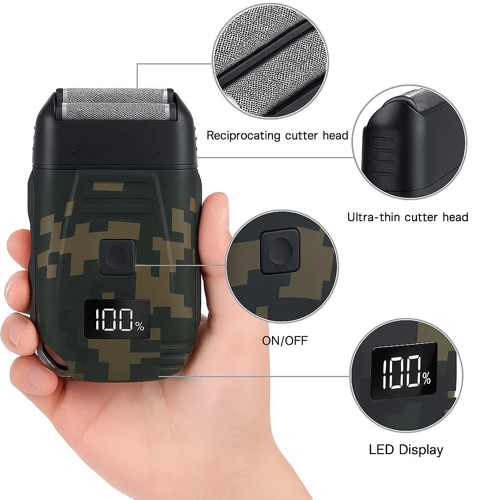 Ultimate Men's USB Rechargeable Electric Shaver - Dual Foil Blades, LED Display, IPX6 Waterproof, Perfect for Wet/Dry Use & Travel Lock