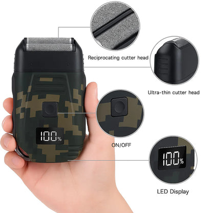Ultimate Men's USB Rechargeable Electric Shaver - Dual Foil Blades, LED Display, IPX6 Waterproof, Perfect for Wet/Dry Use & Travel Lock