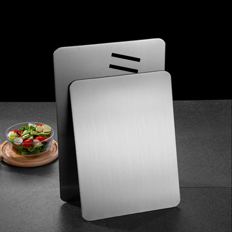 Stainless Steel Cutting Board Double-Sided Food Grade Chopping Board - Heavy Duty Mold Resistant Kitchen Board for Fruits Vegetables and Meat Preparation