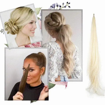 18" Clip-In Ponytail Hair Extension - Heat Resistant Synthetic Fiber with Claw Clip & Wrap Strap - Natural Matte Finish, Lightweight & Reusable