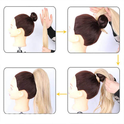 18" Clip-In Ponytail Hair Extension - Heat Resistant Synthetic Fiber with Claw Clip & Wrap Strap - Natural Matte Finish, Lightweight & Reusable