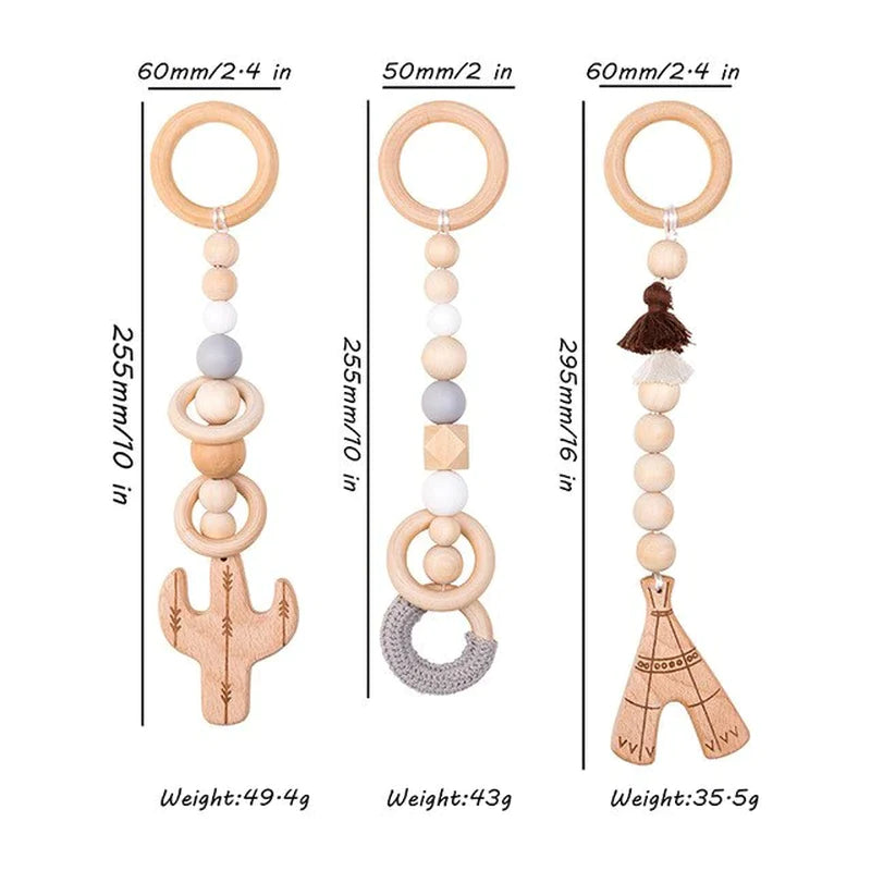 Deluxe Wooden Baby Play Gym Set with Rattle Toys - Perfect for Newborns and Nursery Decor