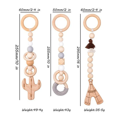 Deluxe Wooden Baby Play Gym Set with Rattle Toys - Perfect for Newborns and Nursery Decor