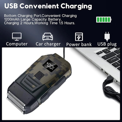 Ultimate Men's USB Rechargeable Electric Shaver - Dual Foil Blades, LED Display, IPX6 Waterproof, Perfect for Wet/Dry Use & Travel Lock