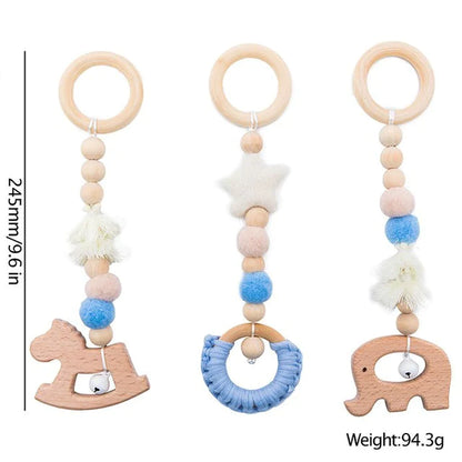 Deluxe Wooden Baby Play Gym Set with Rattle Toys - Perfect for Newborns and Nursery Decor