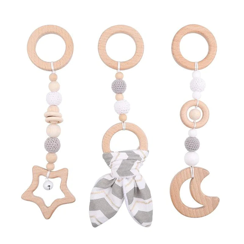 Deluxe Wooden Baby Play Gym Set with Rattle Toys - Perfect for Newborns and Nursery Decor