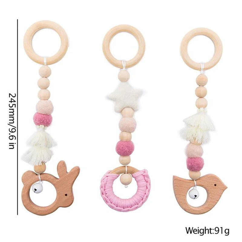 Deluxe Wooden Baby Play Gym Set with Rattle Toys - Perfect for Newborns and Nursery Decor