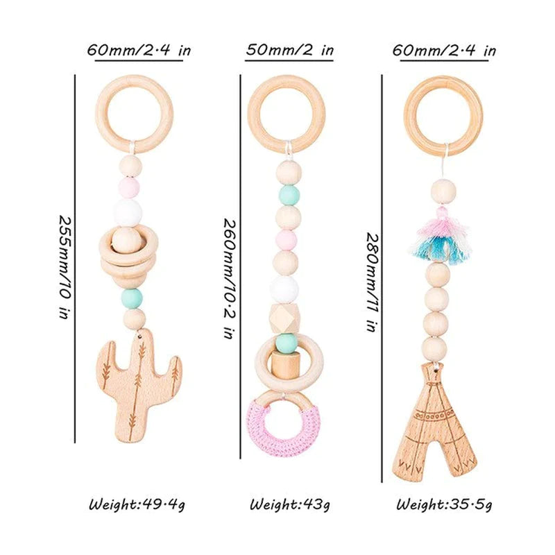 Deluxe Wooden Baby Play Gym Set with Rattle Toys - Perfect for Newborns and Nursery Decor