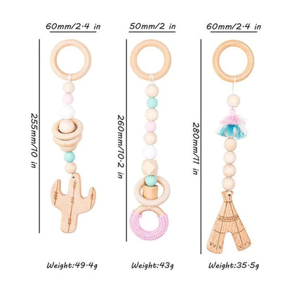 Deluxe Wooden Baby Play Gym Set with Rattle Toys - Perfect for Newborns and Nursery Decor