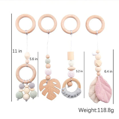 Deluxe Wooden Baby Play Gym Set with Rattle Toys - Perfect for Newborns and Nursery Decor