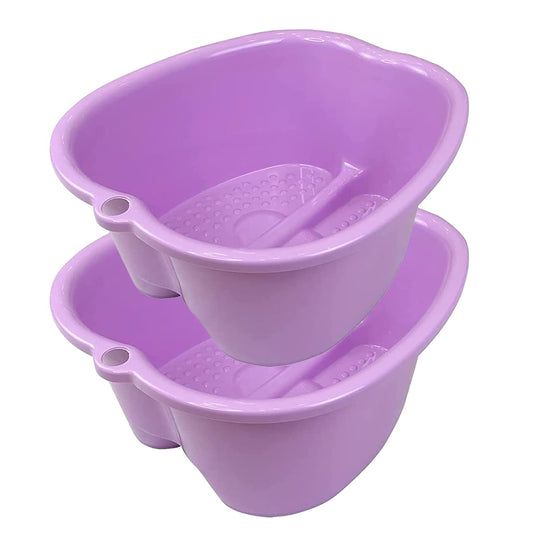 Extra-Large Foot Bath Soak Tub 2-Pack with Acupressure Massage Base – Durable Non-Slip Spa Basin for Home Relaxation, Fits Men’s Size 14+, Heat & Cold Resistant (Purple/Purple)