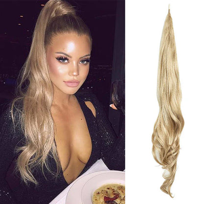 18" Clip-In Ponytail Hair Extension - Heat Resistant Synthetic Fiber with Claw Clip & Wrap Strap - Natural Matte Finish, Lightweight & Reusable
