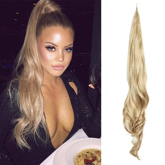18" Clip-In Ponytail Hair Extension - Heat Resistant Synthetic Fiber with Claw Clip & Wrap Strap - Natural Matte Finish, Lightweight & Reusable