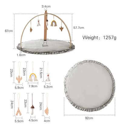 Deluxe Wooden Baby Play Gym Set with Rattle Toys - Perfect for Newborns and Nursery Decor
