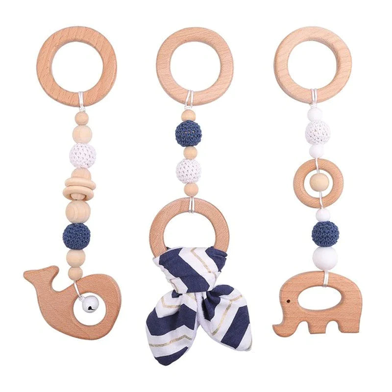 Deluxe Wooden Baby Play Gym Set with Rattle Toys - Perfect for Newborns and Nursery Decor