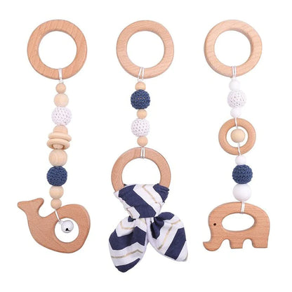 Deluxe Wooden Baby Play Gym Set with Rattle Toys - Perfect for Newborns and Nursery Decor