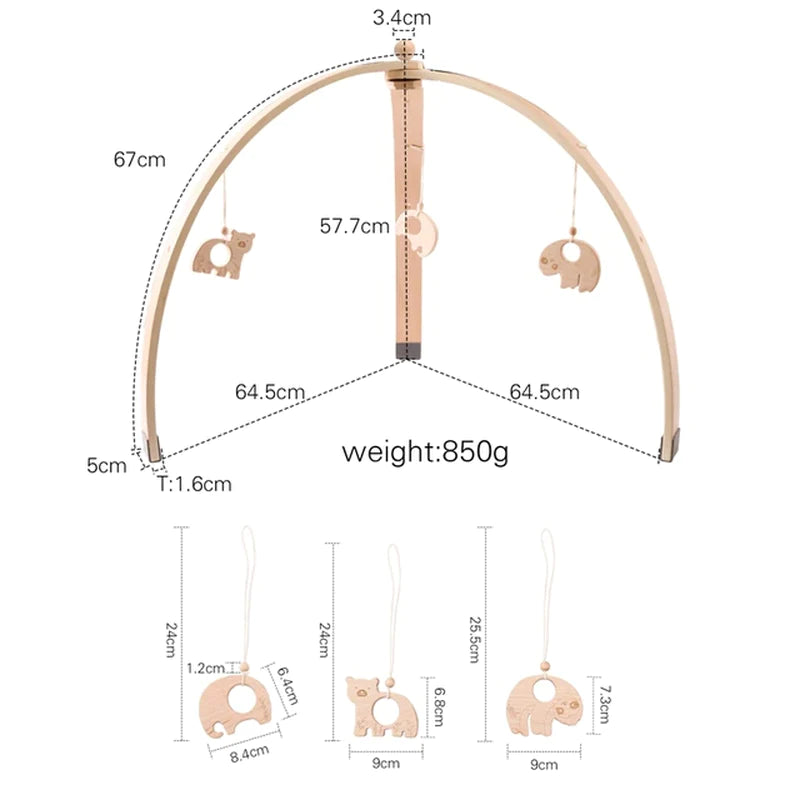 Deluxe Wooden Baby Play Gym Set with Rattle Toys - Perfect for Newborns and Nursery Decor