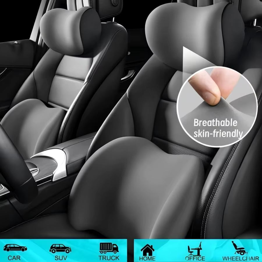 Ergonomic Lumbar Support Cushion - Memory Foam Back Pain Relief for Office Chair, Car & Desk Workers