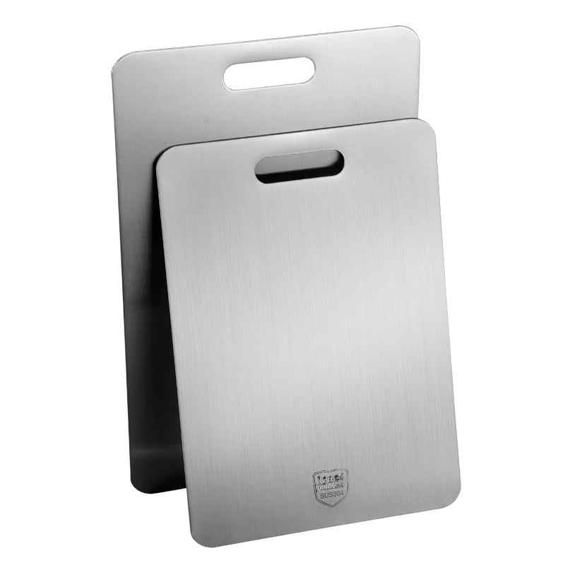 Stainless Steel Cutting Board Double-Sided Food Grade Chopping Board - Heavy Duty Mold Resistant Kitchen Board for Fruits Vegetables and Meat Preparation