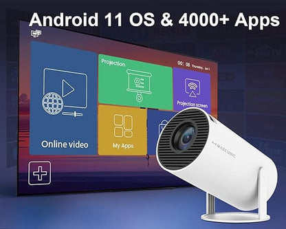 Compact Home Theater Mini Projector - Compatible with Phones, Laptops & Streaming Devices - Perfect for Indoor & Outdoor Use - Sleek White Design