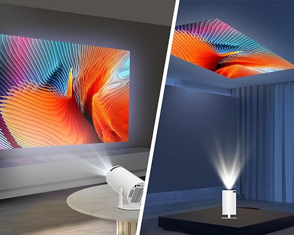 Compact Home Theater Mini Projector - Compatible with Phones, Laptops & Streaming Devices - Perfect for Indoor & Outdoor Use - Sleek White Design