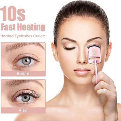 Heated Eyelash Curler - USB Rechargeable Mini Electric Lash Curler for Perfect Curls On-the-Go - Compact Travel Size - Stylish White Design