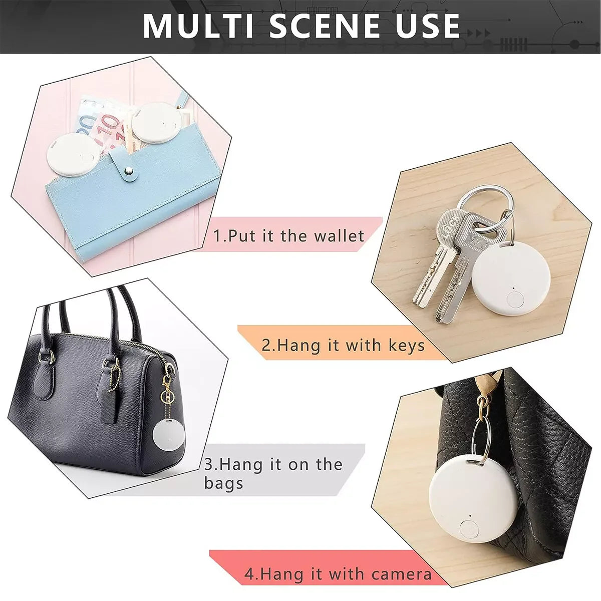 Bluetooth Mini Key Finder Tracker Tag with App Control - Compact Item Locator for Keys Wallets Bags and Pets with Separation Alerts and Two-Way Find