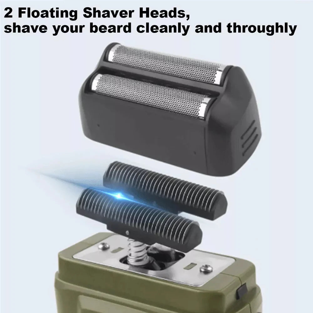 Ultimate Men's USB Rechargeable Electric Shaver - Dual Foil Blades, LED Display, IPX6 Waterproof, Perfect for Wet/Dry Use & Travel Lock