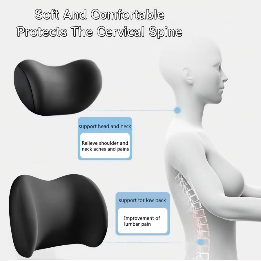 Ergonomic Lumbar Support Cushion - Memory Foam Back Pain Relief for Office Chair, Car & Desk Workers