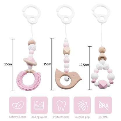 Deluxe Wooden Baby Play Gym Set with Rattle Toys - Perfect for Newborns and Nursery Decor