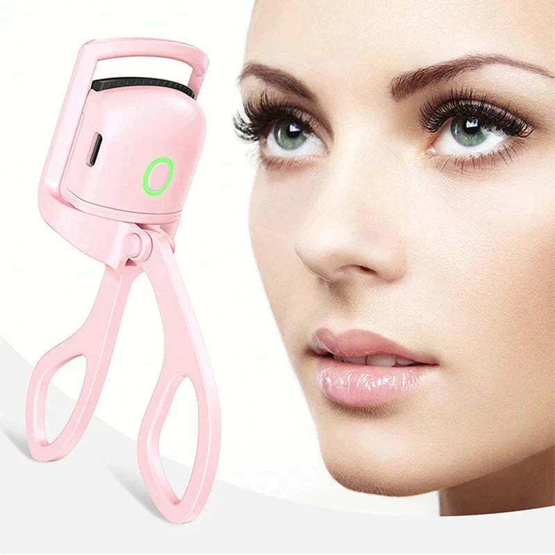Heated Eyelash Curler - USB Rechargeable Mini Electric Lash Curler for Perfect Curls On-the-Go - Compact Travel Size - Stylish White Design