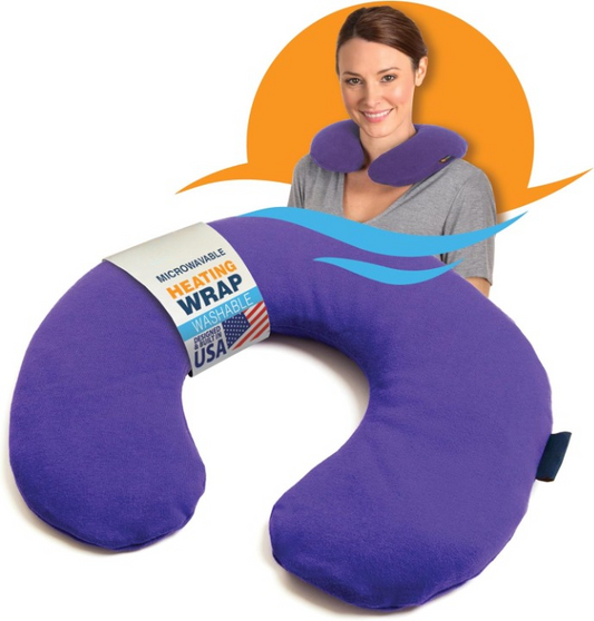 Microwave Heating Pad for Neck & Shoulders – Moist Heat Therapy Wrap with Wheat Filling, Weighted C-Shaped Neck Pillow for Pain Relief & Muscle Relaxation (Purple, 2.5 lbs)