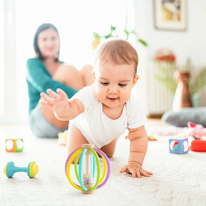 Wooden Rain Drum Baby Rattle Toy - Silicone Sensory Touch & Molar Stick for Newborns - Perfect Gift for Dental Care!