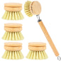 Eco-Friendly 5 Piece Bamboo Dish Brush Set - Natural Sisal & Palm Fiber Bristles with Coconut Sponge for Effortless Kitchen Cleaning
