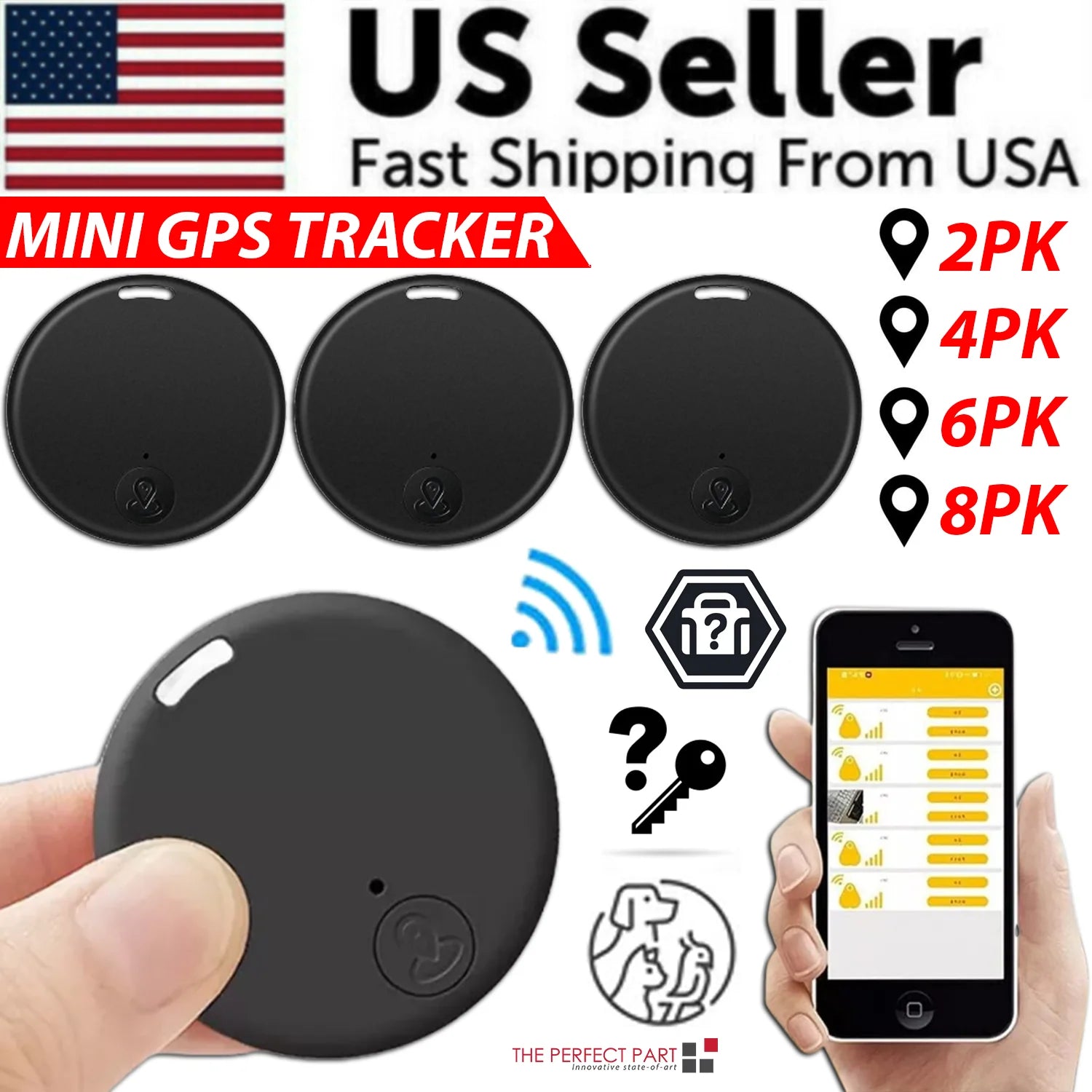Bluetooth Mini Key Finder Tracker Tag with App Control - Compact Item Locator for Keys Wallets Bags and Pets with Separation Alerts and Two-Way Find