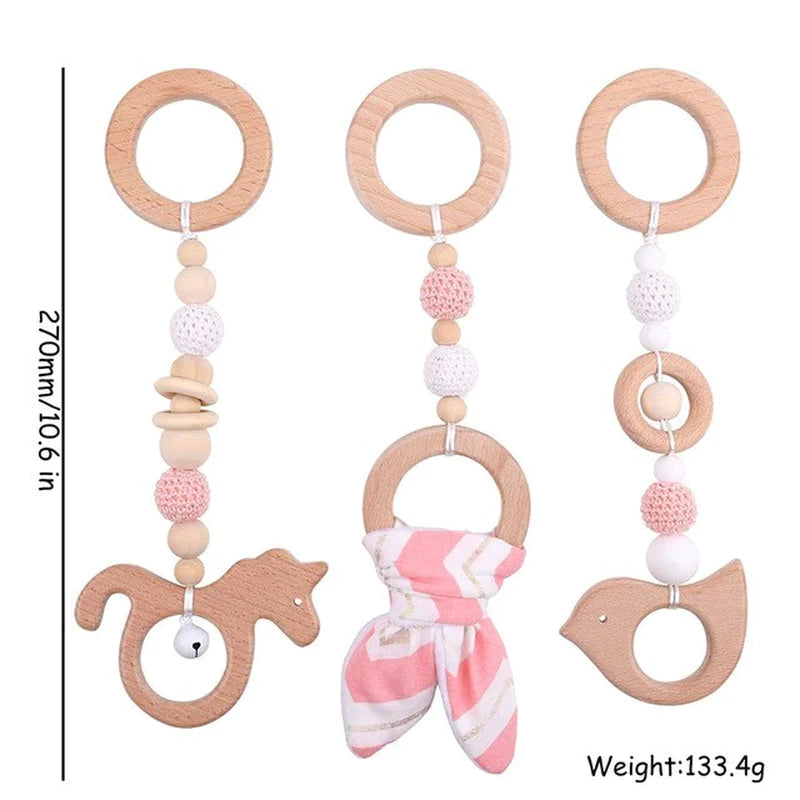 Deluxe Wooden Baby Play Gym Set with Rattle Toys - Perfect for Newborns and Nursery Decor