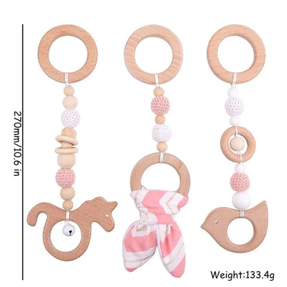 Deluxe Wooden Baby Play Gym Set with Rattle Toys - Perfect for Newborns and Nursery Decor