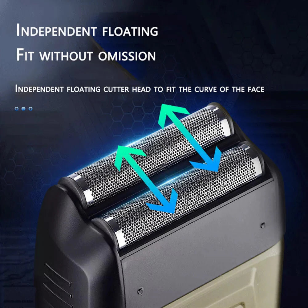 Ultimate Men's USB Rechargeable Electric Shaver - Dual Foil Blades, LED Display, IPX6 Waterproof, Perfect for Wet/Dry Use & Travel Lock