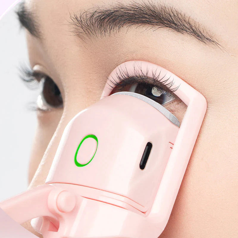 Heated Eyelash Curler - USB Rechargeable Mini Electric Lash Curler for Perfect Curls On-the-Go - Compact Travel Size - Stylish White Design